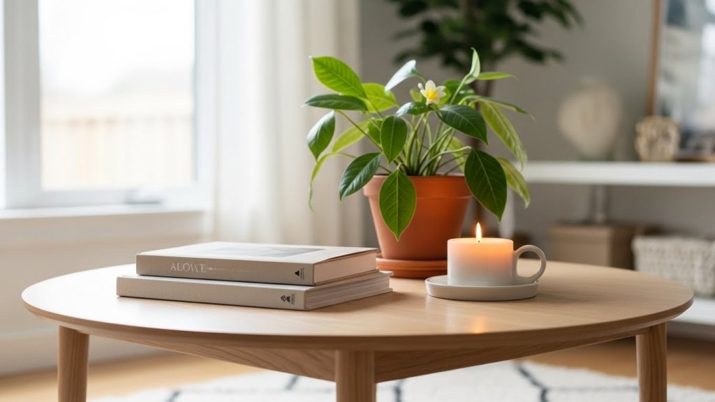minimal coffee table decor.