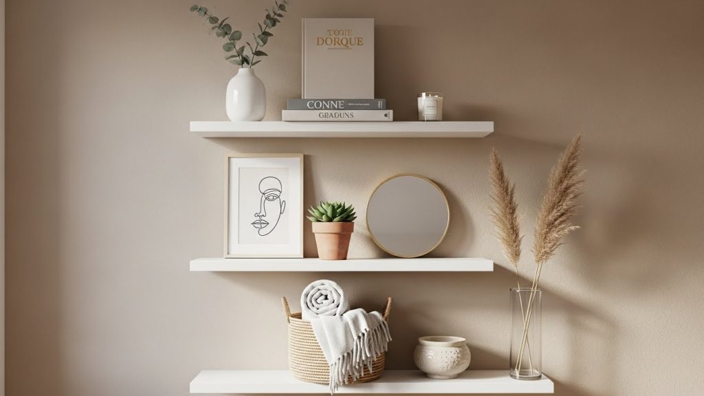minimalist floating shelf decor.