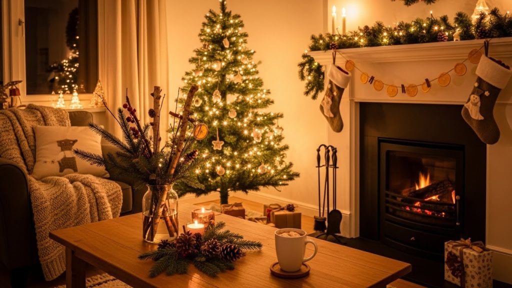 Home decorated with simple handmade Christmas touches.