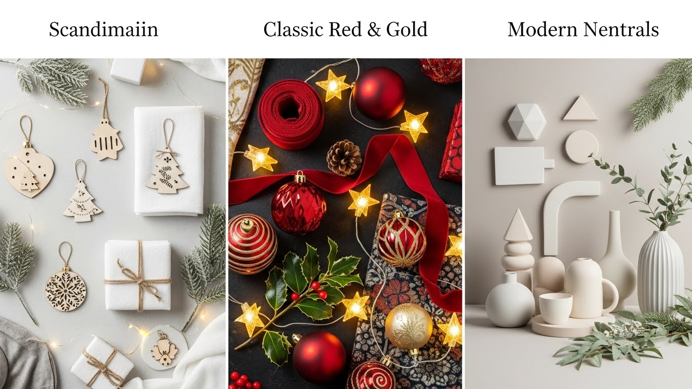 Warm, cozy Christmas living room with glowing lights and decorated tree.