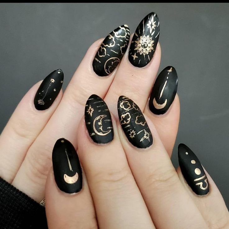 25+ Dark Celestial Nail Designs 2026 — Moons, Stars, and Midnight Magic