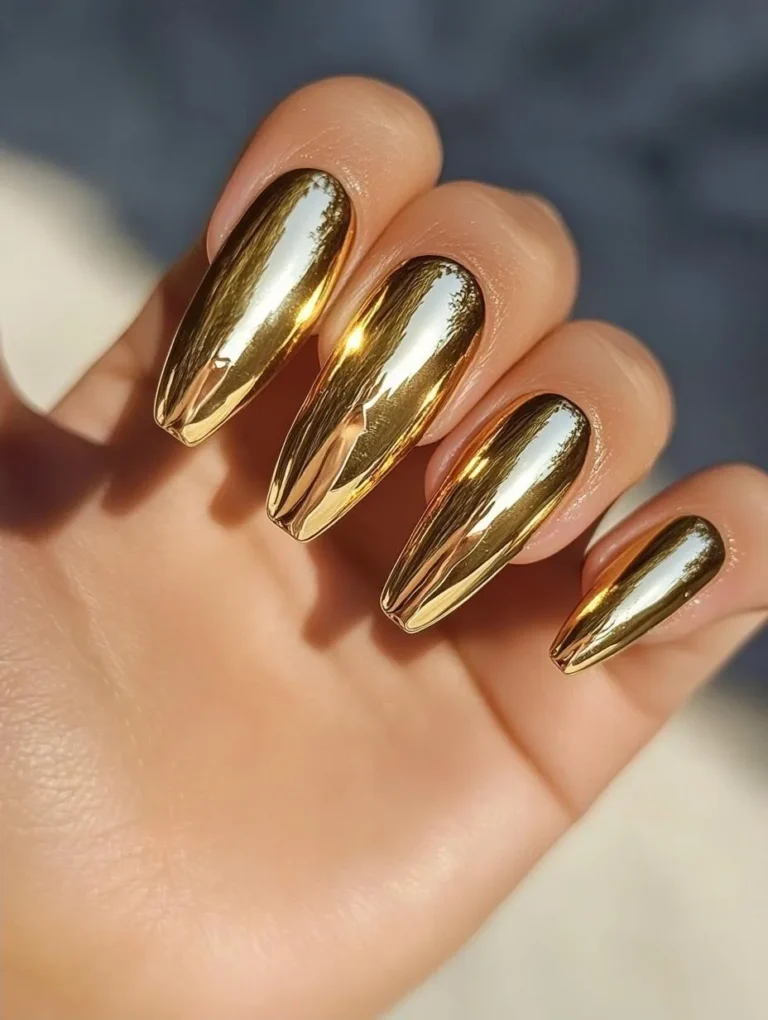 25+ Gold Chrome Fall Nails — Metallic Autumn Luxury