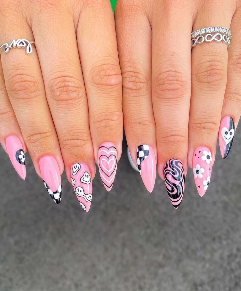 20+ Pink and Black Halloween Nails — Sweet Meets Sinister